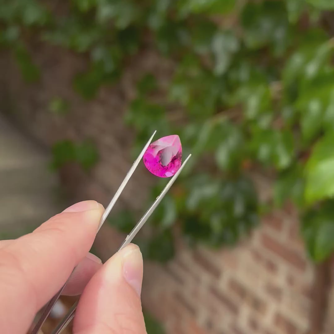 Pear Shape Mixed Brilliant Hot Pink Tourmaline 8.37 Carats