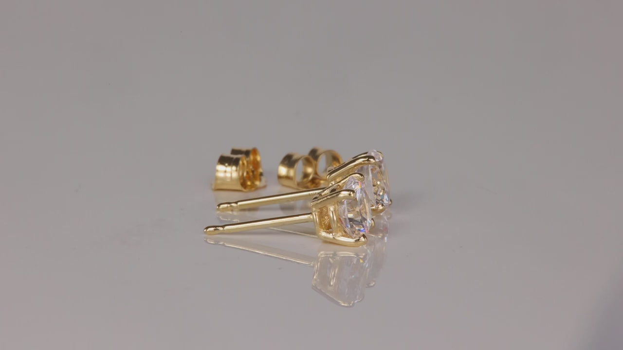 14K Yellow Gold Cubic Zirconia Stud Earrings 1.00 Carat