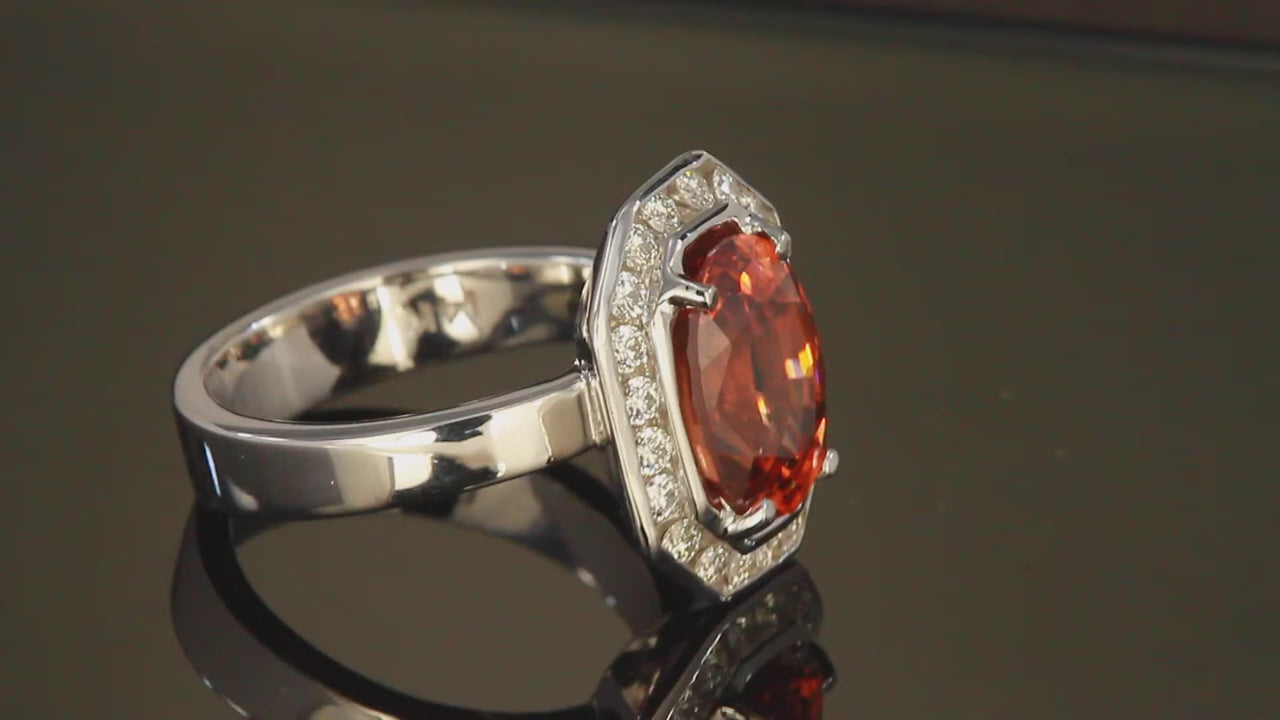 14K White Gold Imperial Zircon Ring With Fine Diamonds