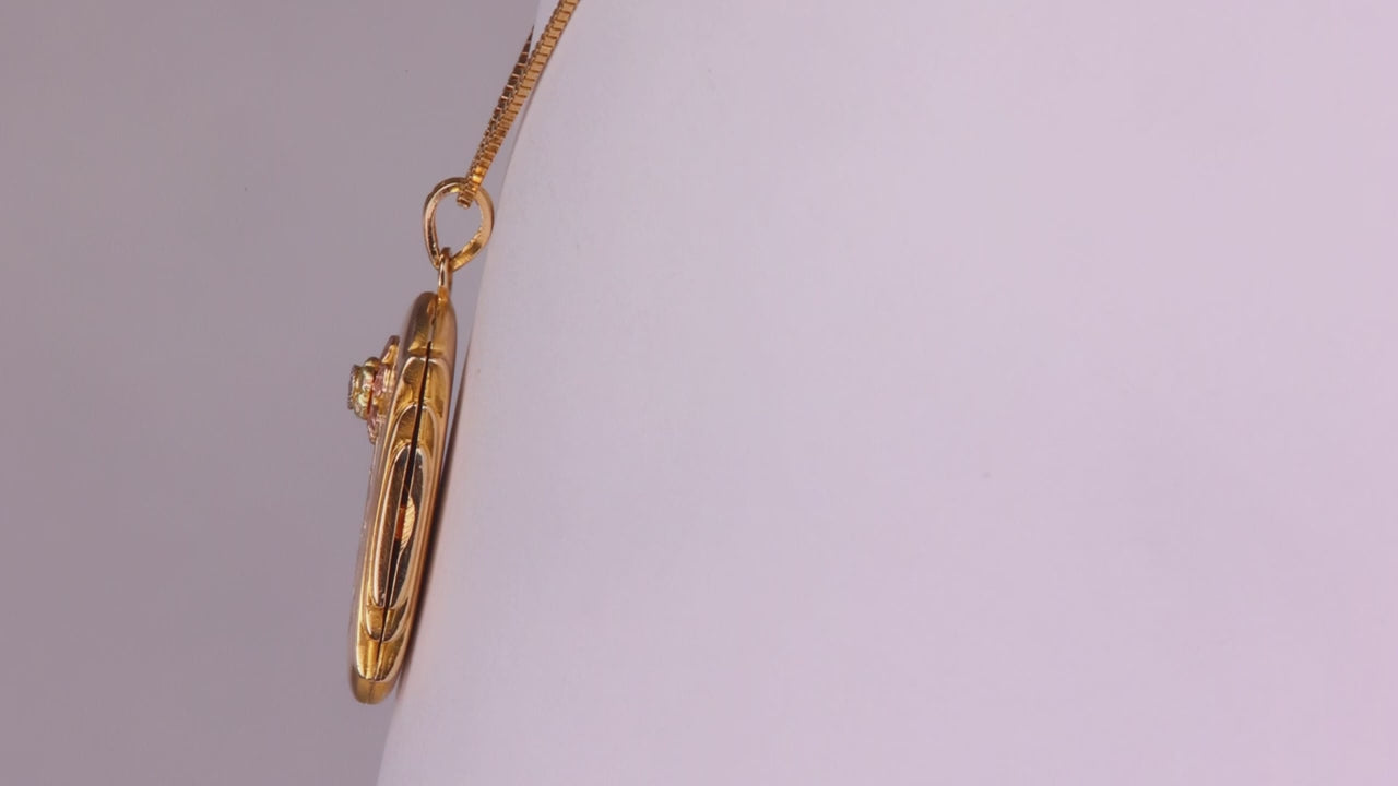 10K Yellow and Rose Gold Diamond Accented Locket Pendant