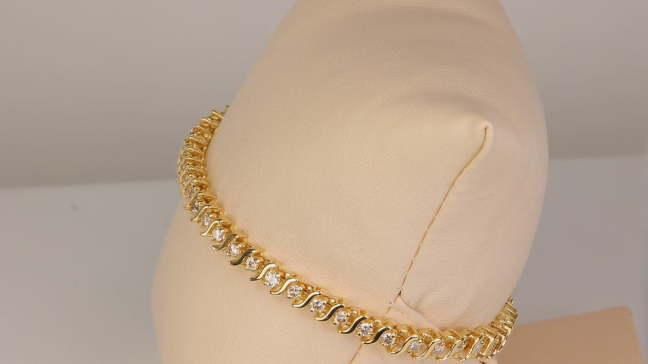 14K Yellow Gold Champagne Diamond Bracelet 1.47 Carats