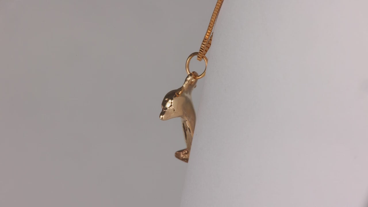 14K Yellow Gold Dolphin Pendant