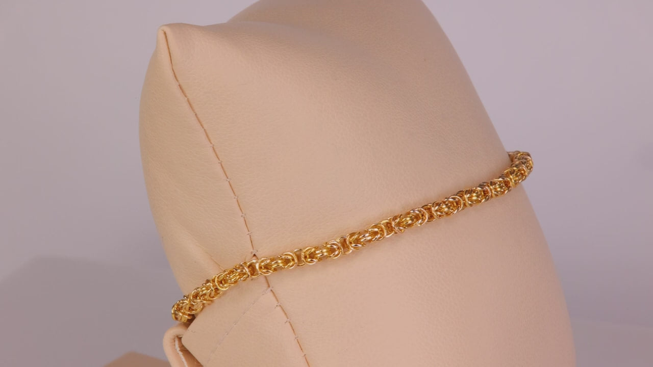 14K Yellow Gold Byzantine Link Bracelet 8"