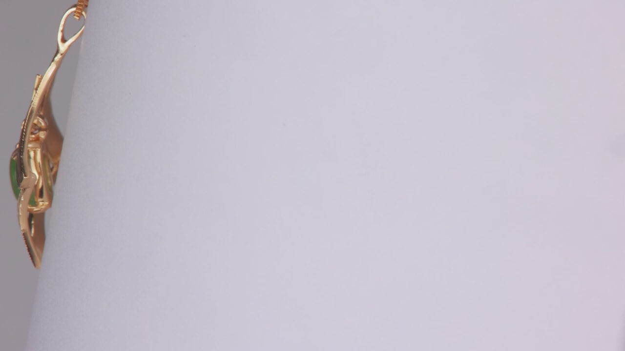 14K Yellow Gold Nephrite Jade Pendant