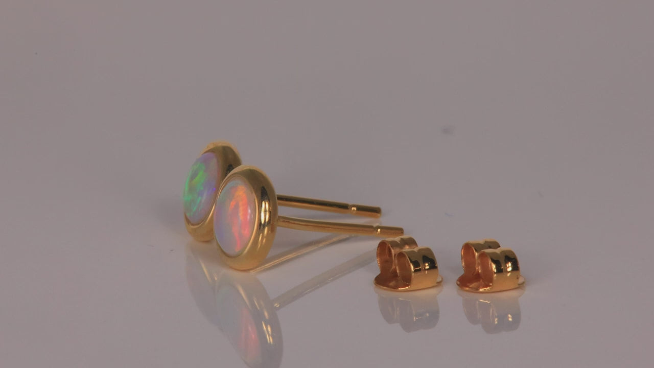 14k Yellow Gold Australian Opal Earrings .62 Carats