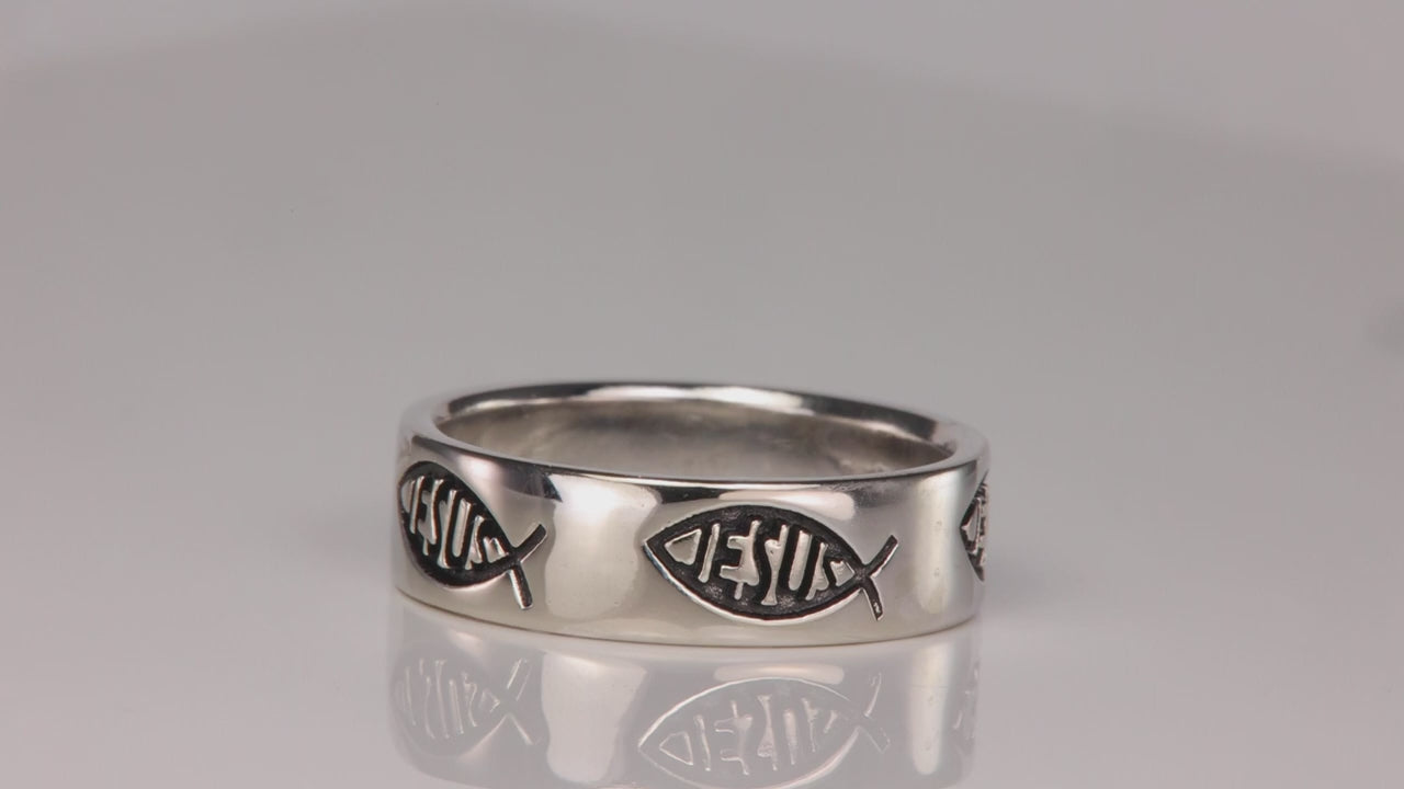 Sterling Silver Jesus Fish Ring
