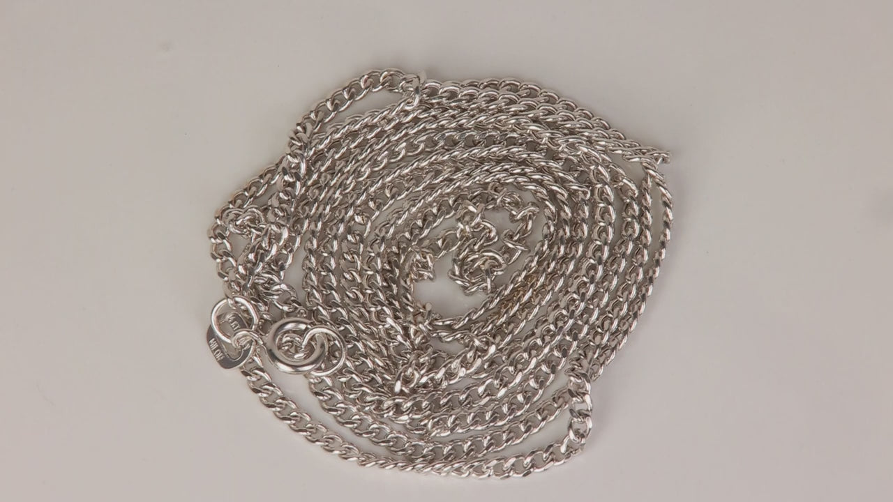 14K White Gold Curb Link Chain 24"