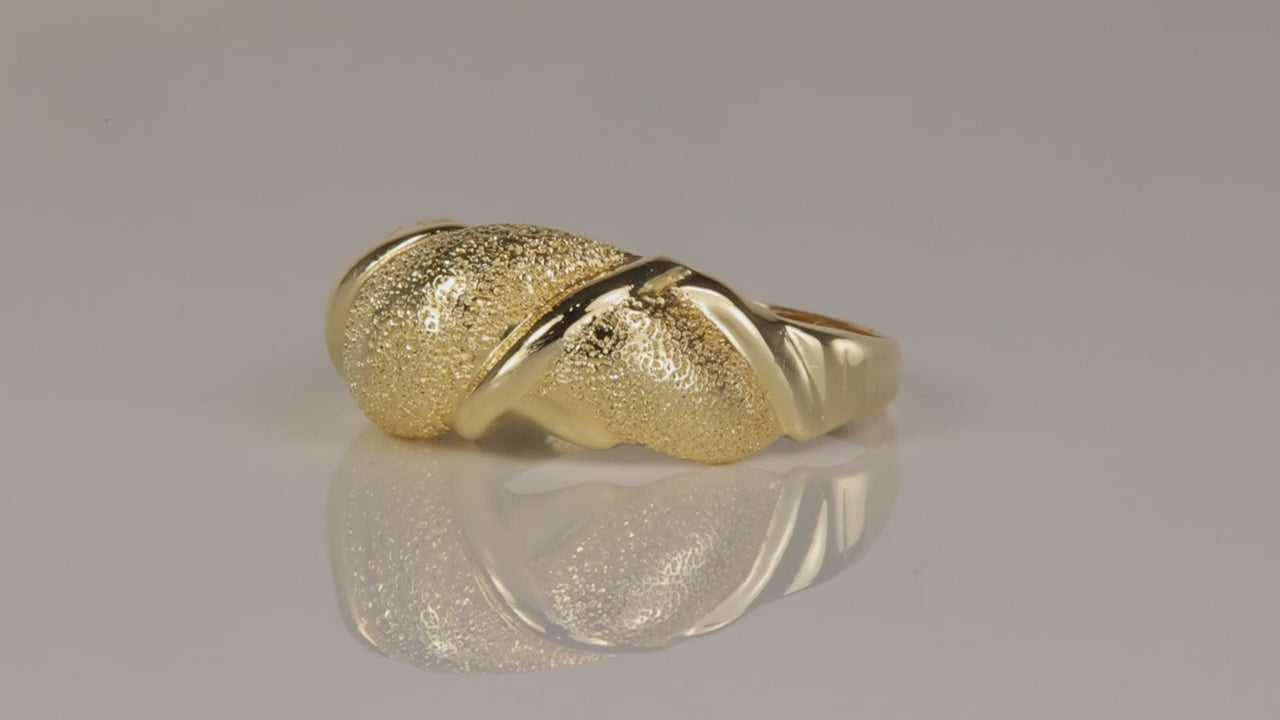 14K Yellow Gold Sandblast Texture Ring