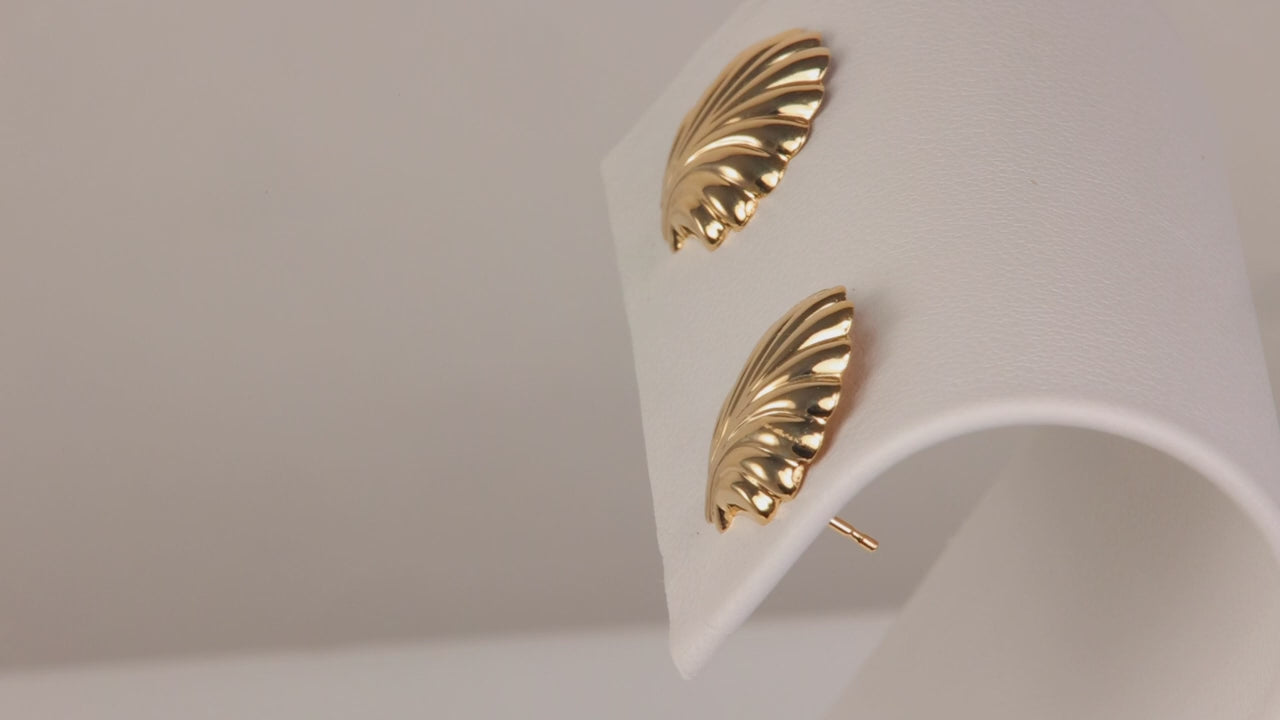 14K Yellow Gold Shell Style Earrings