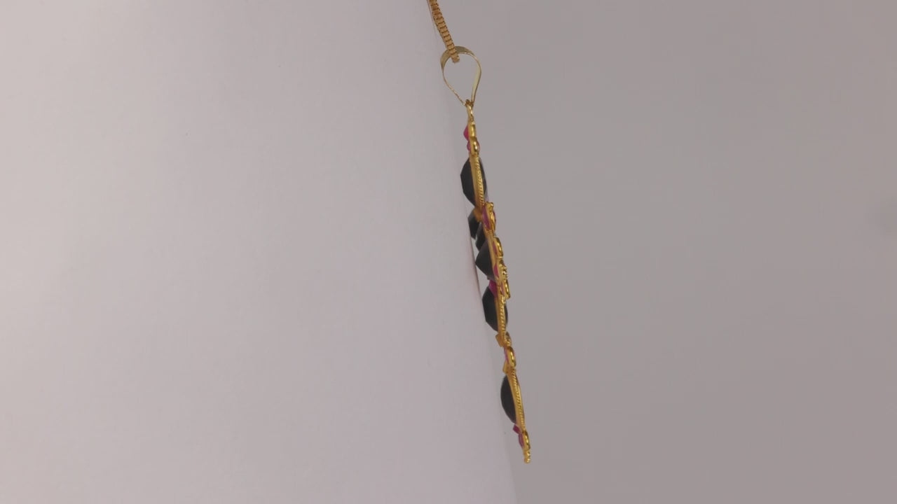 18K Yellow Gold Sapphire and Ruby Cross Pendant