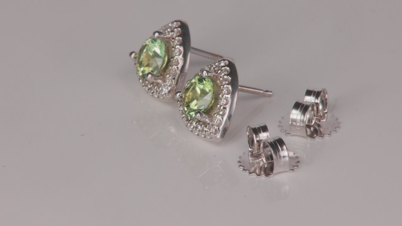 14K White Gold Montana Sapphire and Diamond Earrings 1.16cts