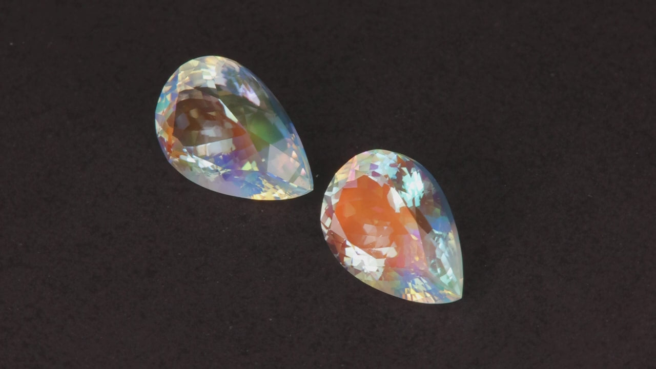 Pair of Pear Shape Brilliant Cut Moonstones 14.26 CTTW