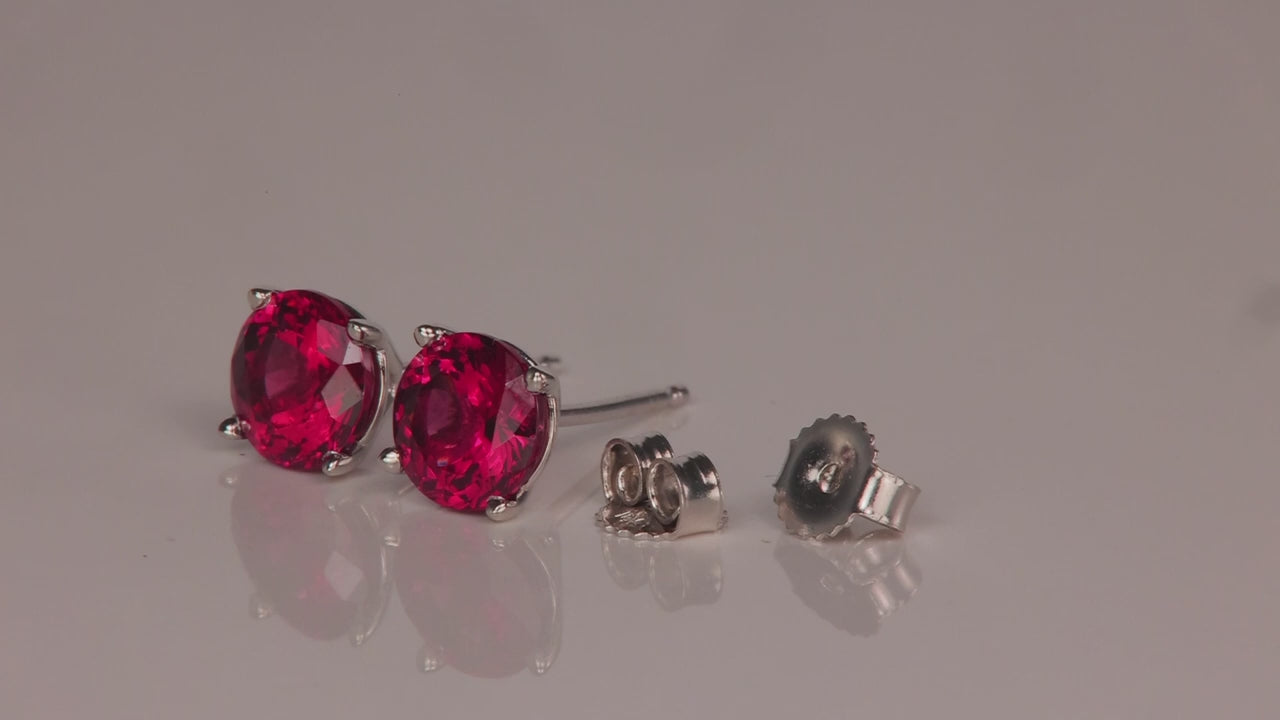 14K White Gold Rhodolite Garnet Earrings 2.18 Carats