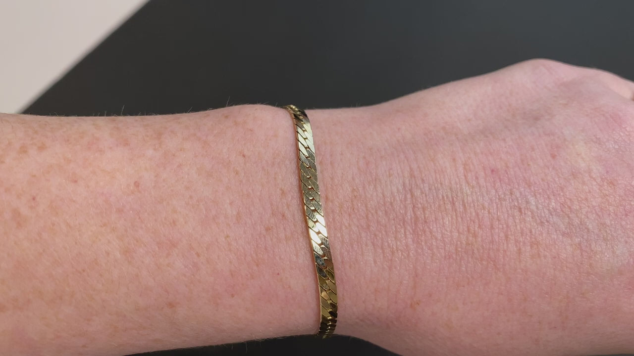 14K Yellow Gold Herringbone Bracelet