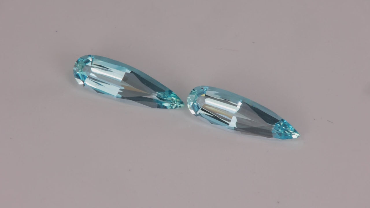 Pair Of Pear Shape Brilliant Aquamarines 2.78 Carats