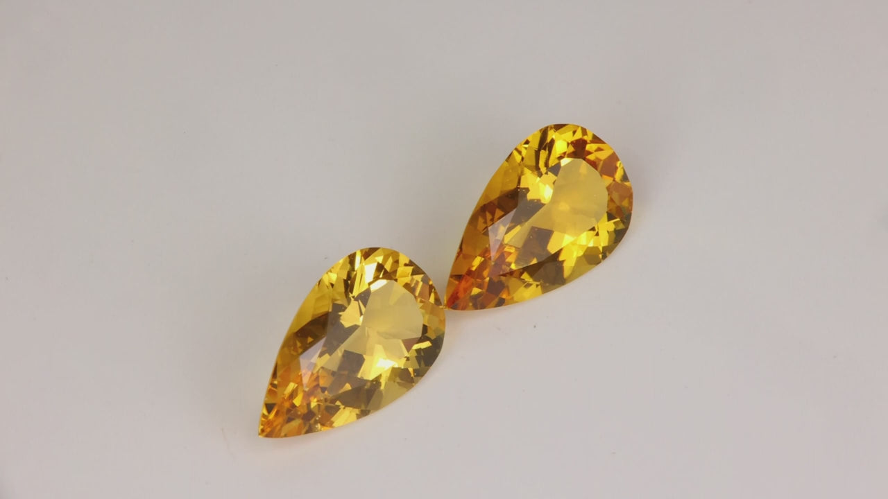Pair of Pear Shape Brilliant Cut Heliodors 8.50 CTTW