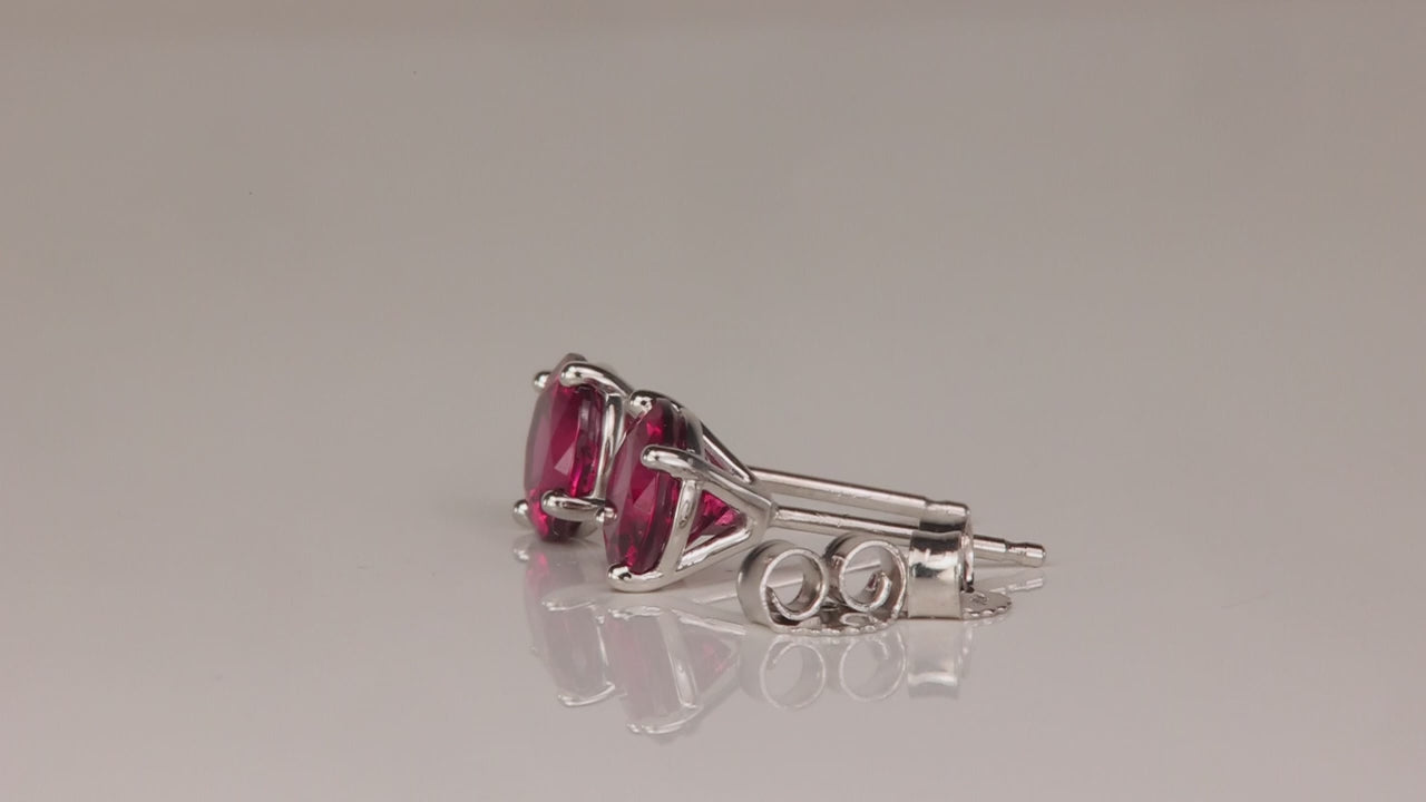 14K White Gold Rhodolite Garnet Studs 2.06cts