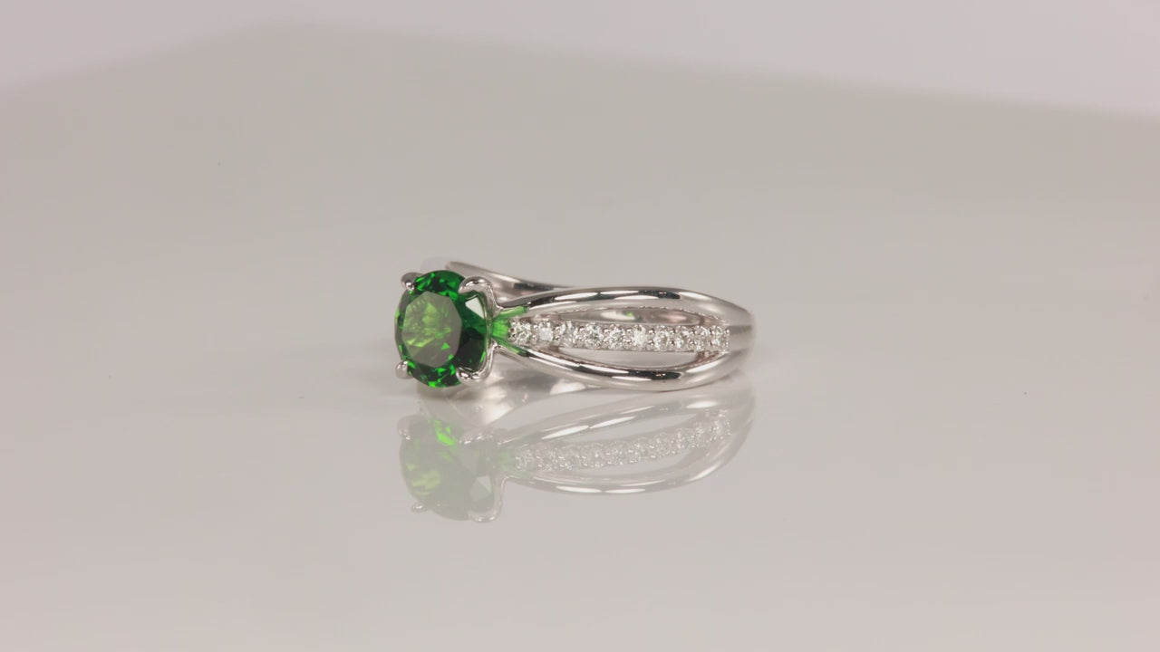 14K White Gold Chrome Tourmaline And Diamond Ring 1.32 Carats