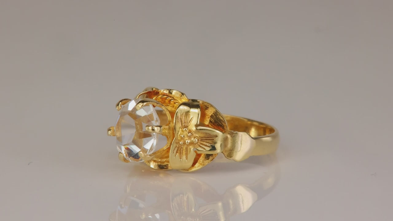 18K Yellow Gold Glass Accented Ring