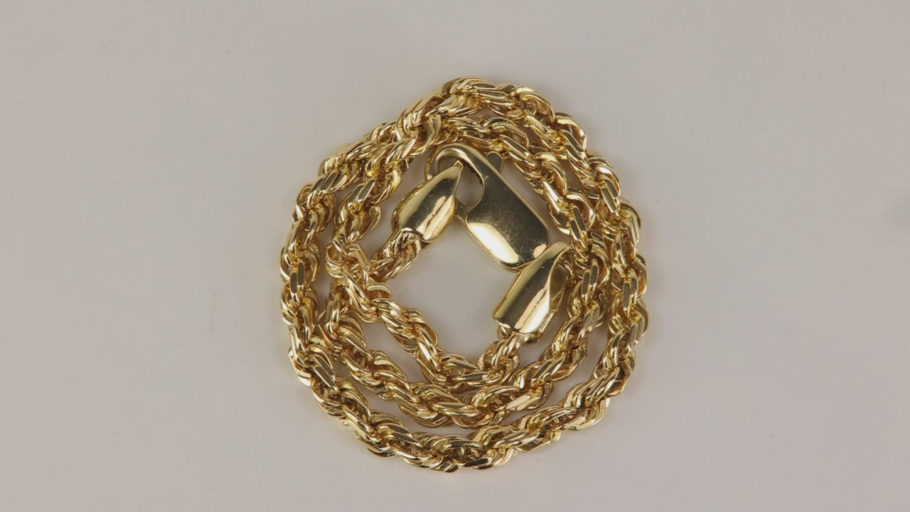 14K Yellow Gold Rope Link Bracelet 7"