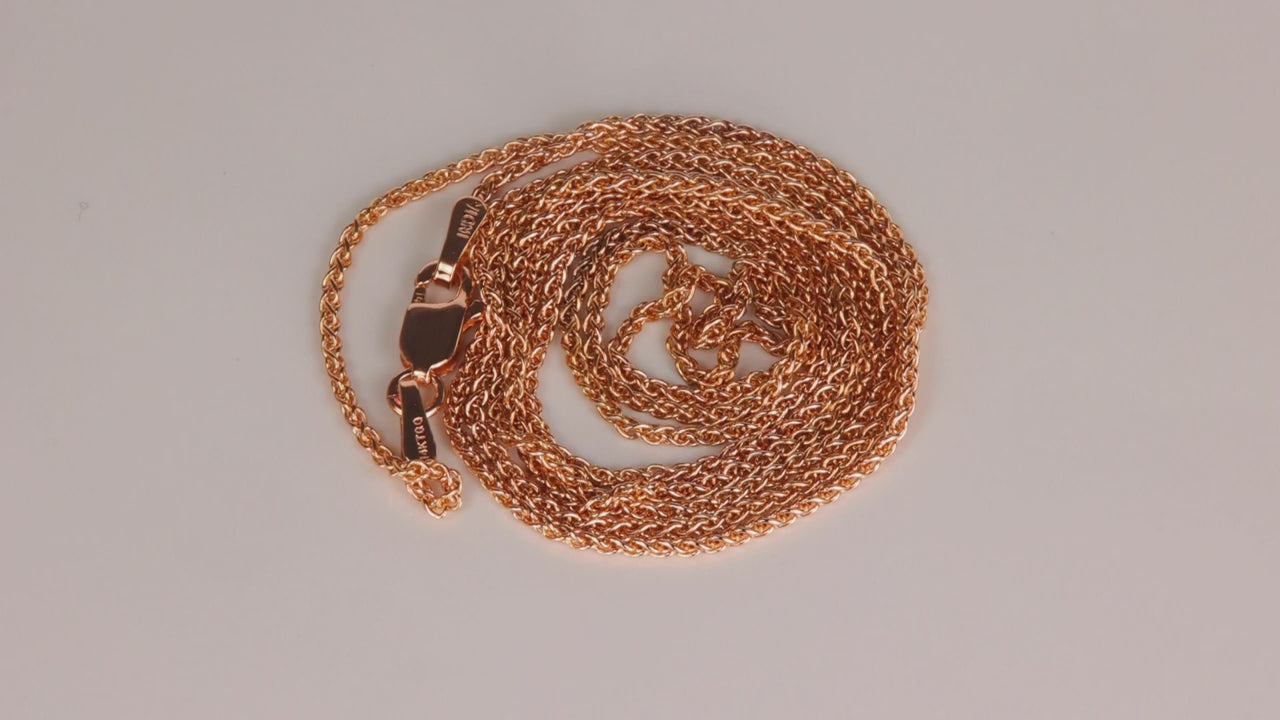 14K Rose Gold Spiga Wheat Style Chain 24"