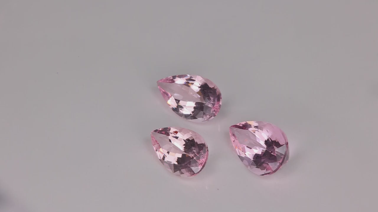 Trio Of Pear Shape Brilliant Cut Morganites 11.51cts