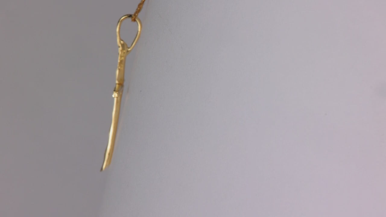 14K Yellow Gold Diamond Cut Cross Necklace 18"