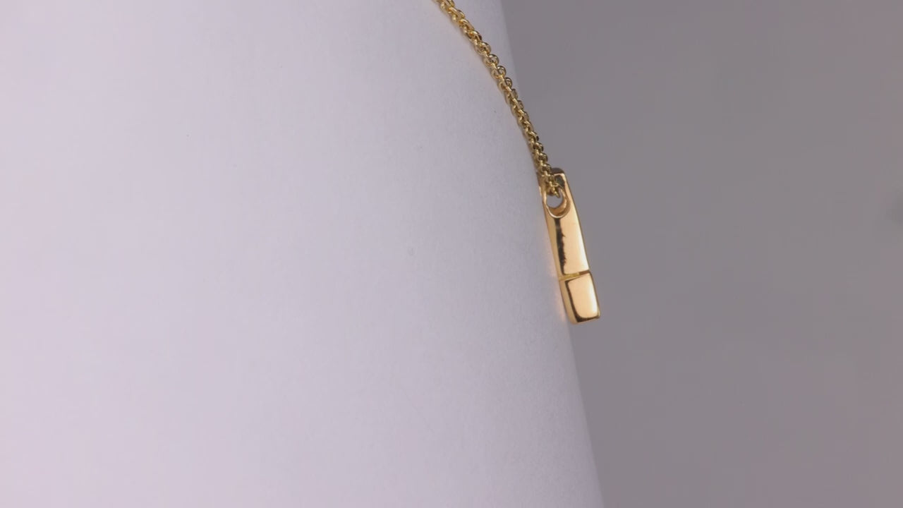 14K Yellow Gold Cable Link Diamond Necklace 16"