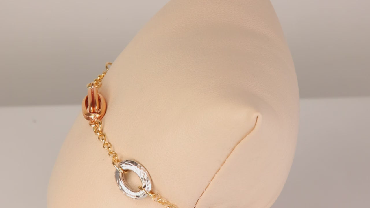 14K Tri Color Gold Bracelet 7"