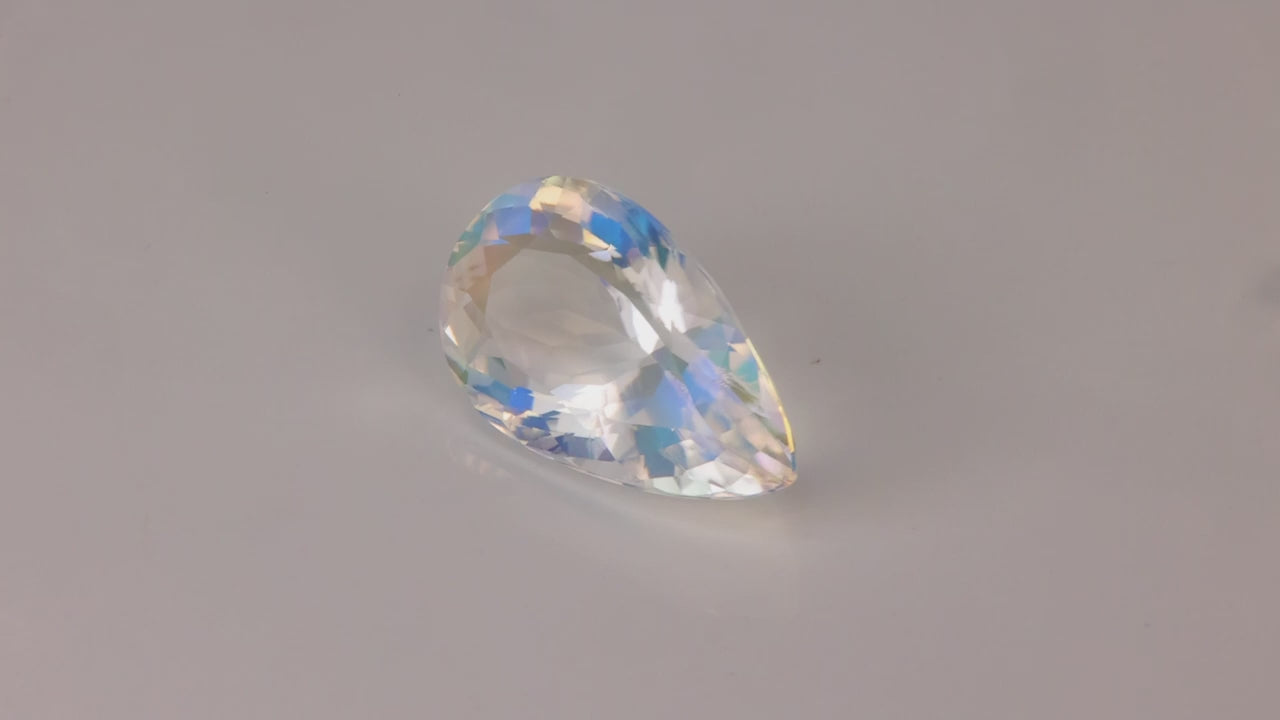 Pear Shape Brilliant Cut Rainbow Moonstone 7.91 Carats