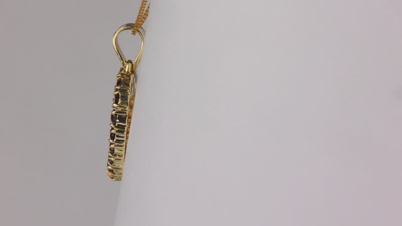 14K Yellow Gold Garnet Heart Pendant 2.00 Carats