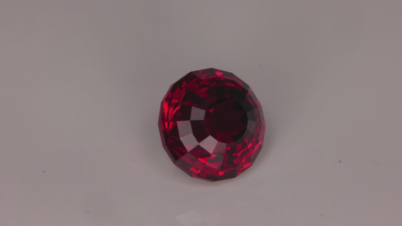 Round Portuguese Cut Rhodolite Garnet 6.89 Carats