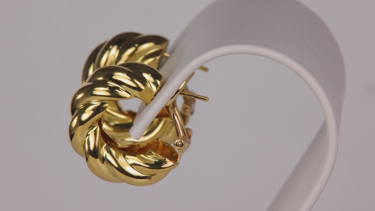18K Yellow Gold Twist Hoop Earrings