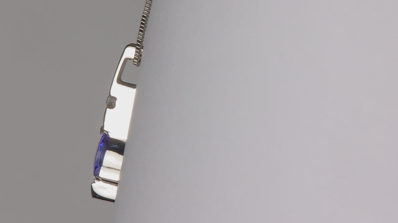 14K White Gold Trilliant Tanzanite and Diamond Pendant 1.50cts