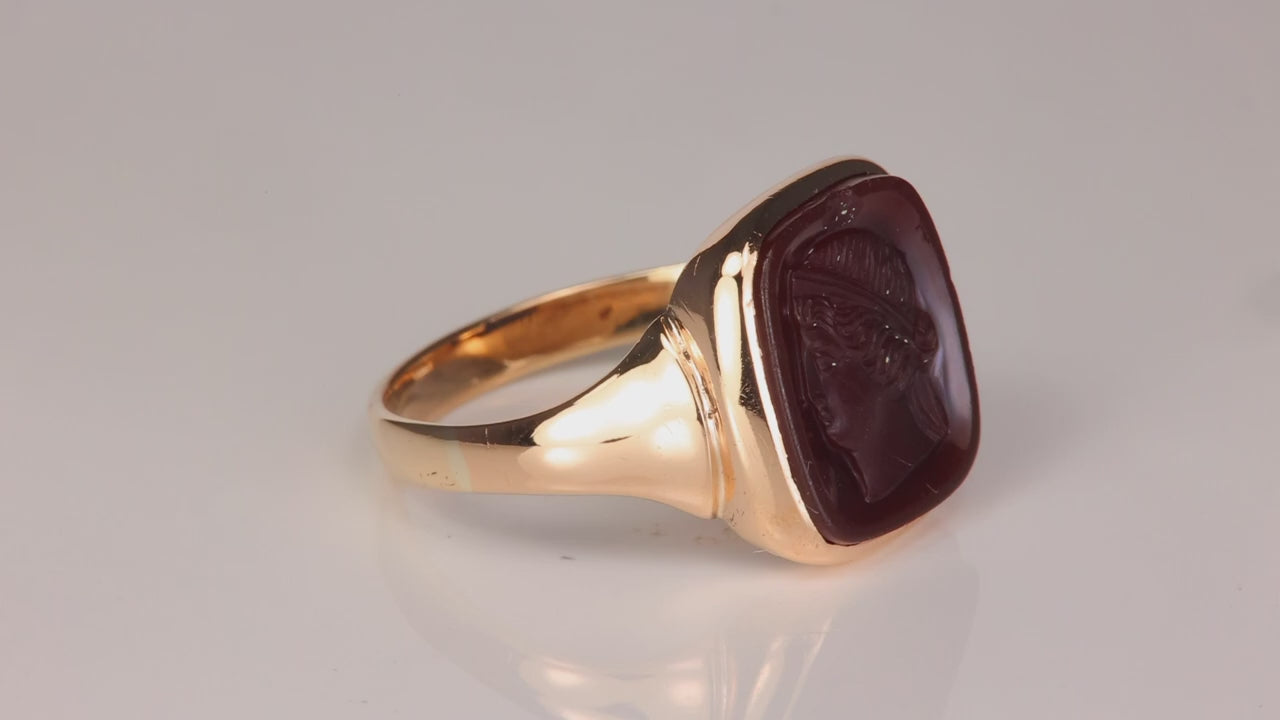 14K Yellow Gold Carved Intaglio Ring