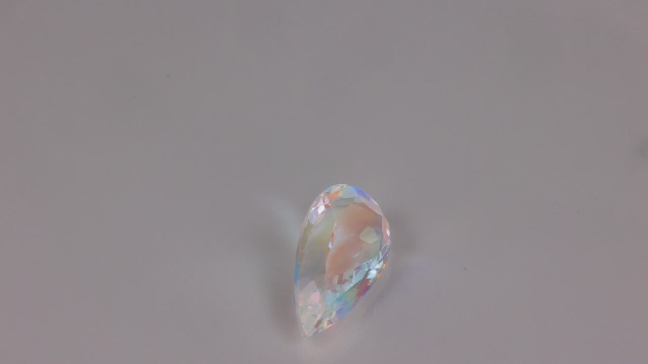 Pear Shape Brilliant Cut Rainbow Moonstone 5.39 Carats