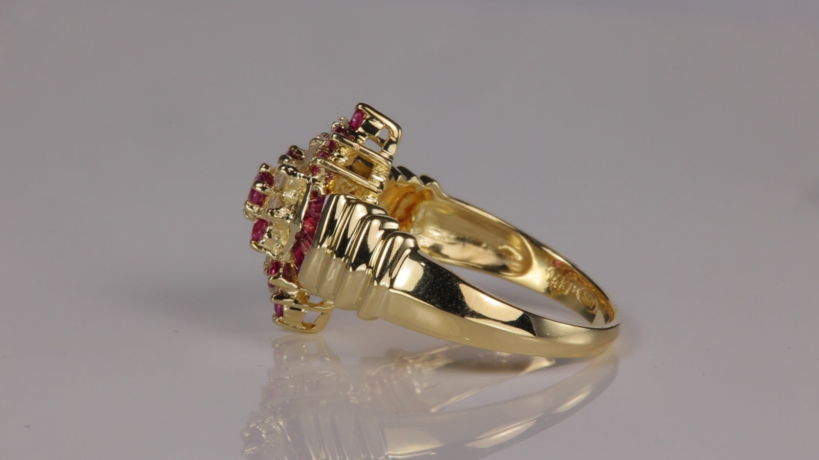 14K Yellow Gold Ruby and Diamond Ring