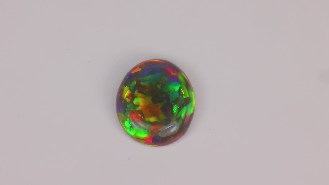 Oval Cabochon Cut Black Opal 5.60 Carats
