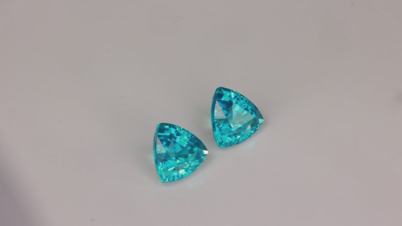 🚨 BLUE LIGHT SPECIAL | Use Code BLUE30 for 30% OFF | Pair of Trilliant Cut Blue Zircon 2.69cttw