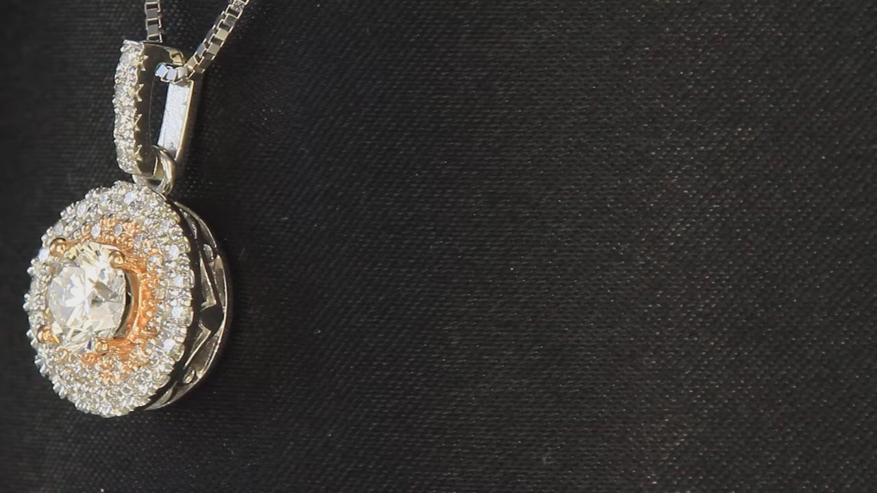 14K White and Rose Gold Diamond Pendant .70 Carats