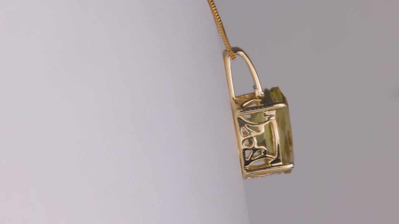 14K Yellow Gold Oval Cut Citrine and Diamond Accent Pendant 4cts*