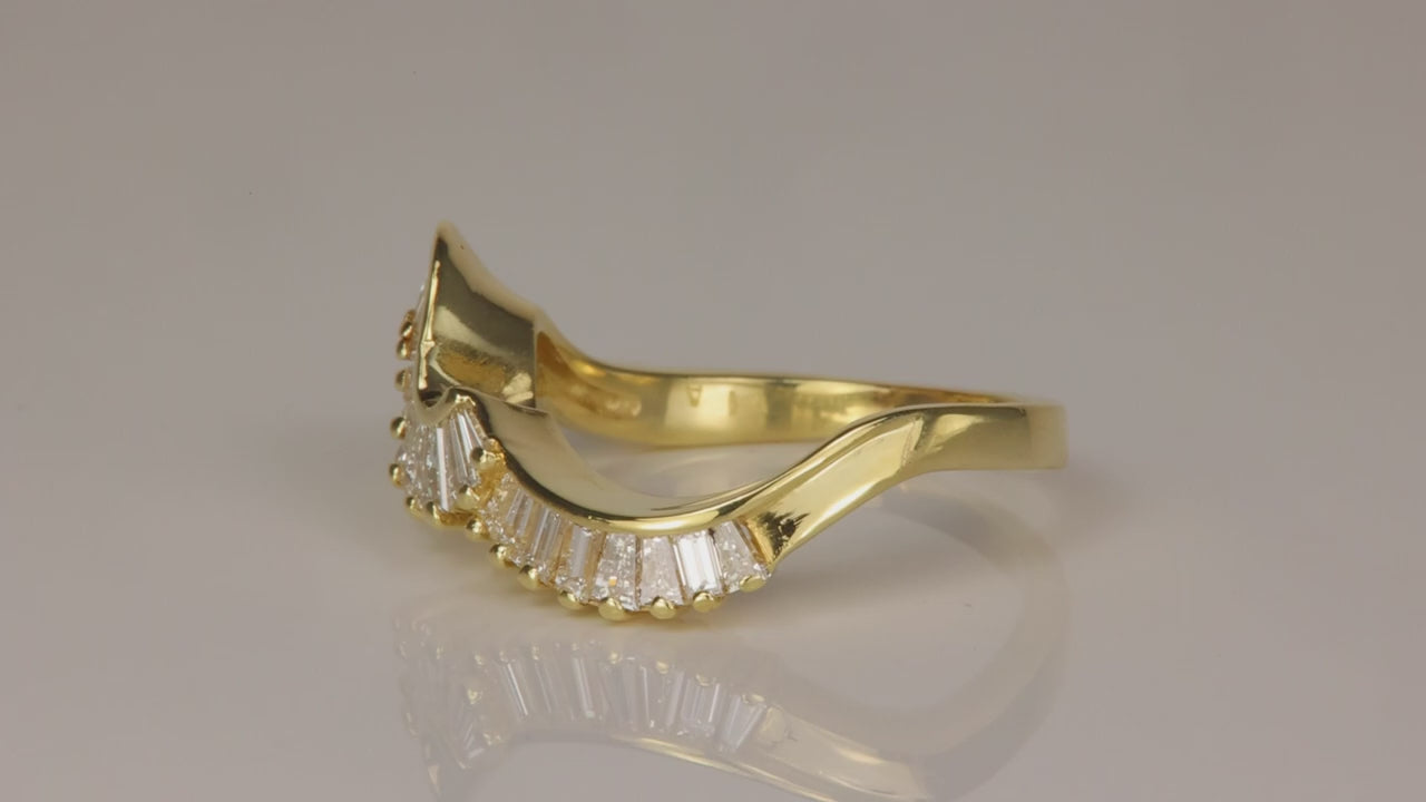 18K Yellow Gold Diamond Contour Ring by Jose Hess 1ct