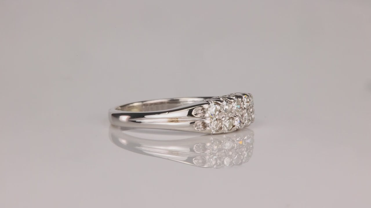 14K White Gold Double Row Diamond Ring .30cts