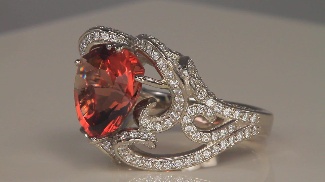 Palladium Oregon Sunstone Ring by Christopher Michael 5.38 Carats