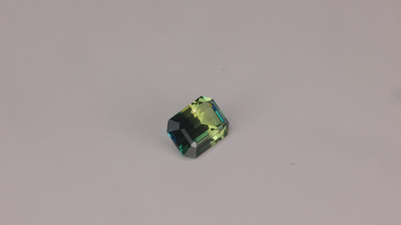 Emerald Cut BiColor Sapphire .85cts