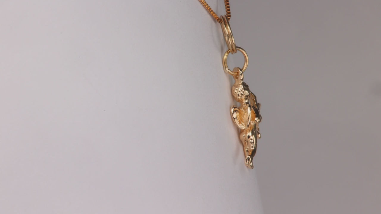 14K Yellow Gold Cupid With Arrow Pendant