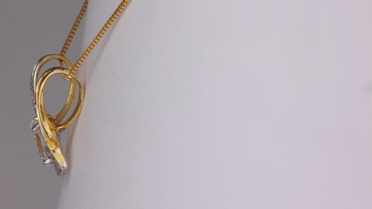 14K Yellow Gold Slide Pendant With Cubic Zirconia