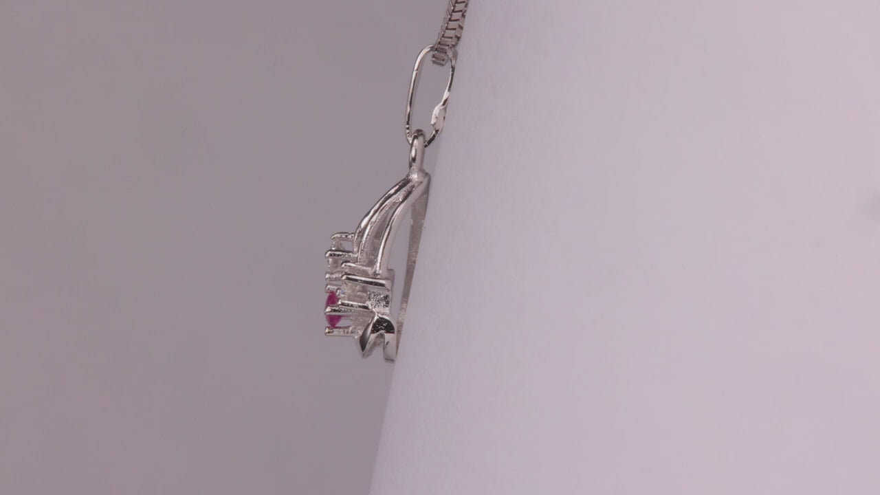 10K White Gold Diamond and Ruby Pendant