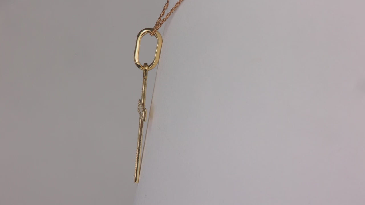 14K Yellow Gold Reversible Cross Necklace 19"