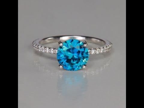 HOLD FOR DAVE P - 14K White Gold Blue Zircon and Diamond Ring 2.93 Carats